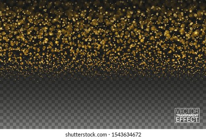 Magic Gold Glitter Wave Abstract Background. Gold Glittering Star Dust Trail Sparkling Particles on Transparent Vector Background