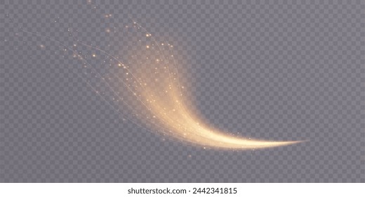 Magic gold. Golden magic comet with lots of sparkling bokke and shimmering light effects. wind for web design and fairytale decoration. vector