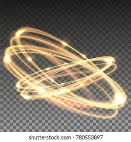 Magic gold line circle light effect on transparent background.  vector illustration
