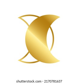 Magic gold moon. Graphic elements for astrology. Golden moon icon illustration isolated on white background. Vector EPS 10