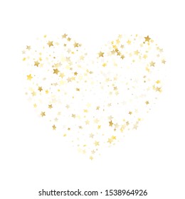 Magic gold sparkle texture vector star background. Vintage gold falling magic stars on white background sparkle pattern graphic design. New Year starlight poster backdrop.