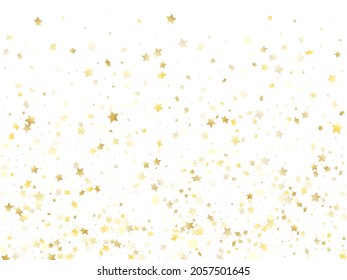 Magic gold sparkle texture vector star background. Modern gold falling magic stars on white background sparkle pattern graphic design. Holiday confetti tinsels decor.