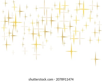 Magic gold sparkle texture vector star background. Trendy gold falling magic stars on white background sparkle pattern graphic design. Christmas starlight banner backdrop.
