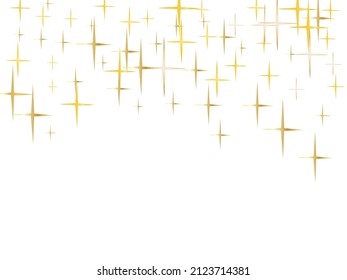 Magic gold sparkle texture vector star background. Gold flying stars confetti magic christmas frame vector, premium sparkles stardust border background. Christmas starlight banner backdrop.