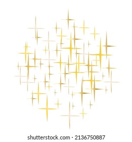 Magic gold sparkle texture vector star background. Trendy gold falling magic stars on white background sparkle pattern graphic design. Christmas starlight banner backdrop.