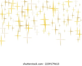 Magic gold sparkle texture vector star background. Trendy gold falling magic stars on white background sparkle pattern graphic design. Christmas starlight banner backdrop.