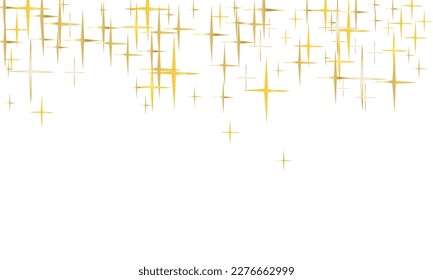 Magic gold sparkle texture vector star background. Decorative gold falling magic stars on white background sparkle pattern graphic design. Christmas starlight banner backdrop.