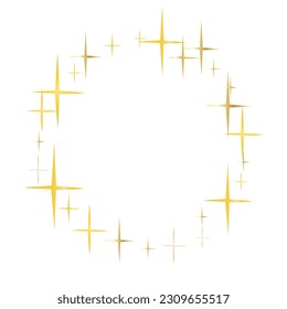 Magic gold sparkle texture vector star background. Gold flying stars confetti magic christmas frame vector, premium sparkles stardust border background. Christmas starlight banner backdrop.