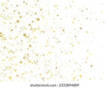 Magisches goldfunkelndes Textur, Vektorsternhintergrund. Cool gold fallende magische Sterne auf weißem Hintergrund funkelnde Muster Grafik Design. Parteiturst-Flugmuster