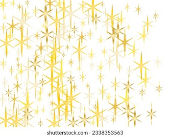 Magic gold sparkle texture vector star background. Beautiful gold falling magic stars on white background sparkle pattern. Vector illustration. Gold shooting stars.