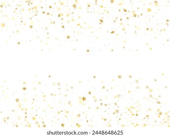 Magic gold sparkle texture vector star background. Geometric gold falling magic stars on white background sparkle pattern graphic design. Christmas starburst lights card pattern.