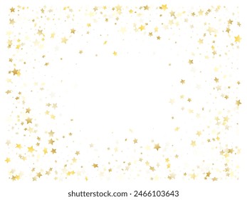 Magic gold sparkle texture vector star background. Fashionable gold falling magic stars on white background sparkle pattern graphic design. Party starburst fireworks pattern.