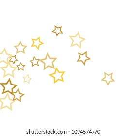 Magic gold stars confetti. Christmas and New Year falling stars background. Sparkling glitter celebration confetti decoration. Rich VIP premium design
