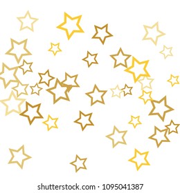 Magic gold stars confetti. Christmas and New Year falling stars background. Sparkling glitter celebration confetti decoration. Rich VIP premium design
