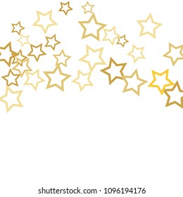 Magic gold stars confetti. Christmas and New Year falling stars background. Sparkling glitter celebration confetti decoration. Rich VIP premium design
