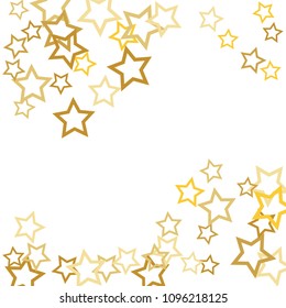 Magic gold stars confetti. Christmas and New Year falling stars background. Sparkling glitter celebration confetti decoration. Rich VIP premium design
