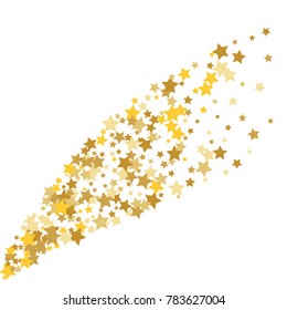 Magic gold stars confetti. Christmas and New Year falling stars background. Sparkling glitter celebration confetti decoration. Rich VIP premium design