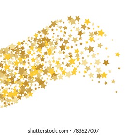 Magic gold stars confetti. Christmas and New Year falling stars background. Sparkling glitter celebration confetti decoration. Rich VIP premium design