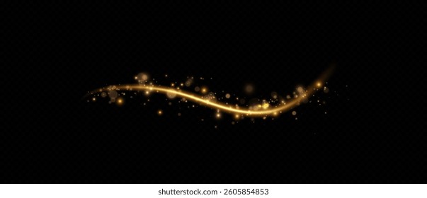 Magic gold wind.Wavy lines.  sparkling stars and dust.Magic shining  dust.Fine shiny dust bokeh particles.