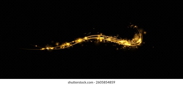 Magic gold wind.Wavy lines.  sparkling stars and dust.Magic shining  dust.Fine shiny dust bokeh particles.