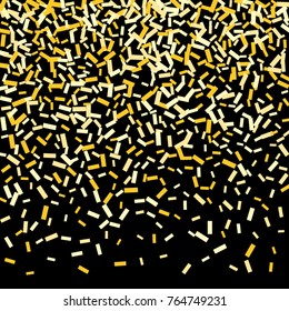 Magic golden confetti. Christmas and New Year falling confetti background. Sparkling glitter celebration decoration. Rich VIP premium design