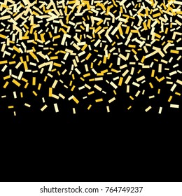 Magic golden confetti. Christmas and New Year falling confetti background. Sparkling glitter celebration decoration. Rich VIP premium design