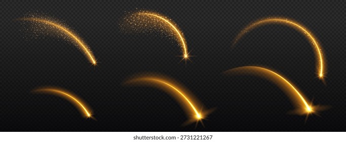 magic golden light swoosh trails with sparkles