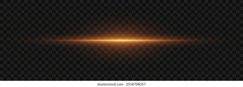 
Magic golden ray of light. Neon flash laser line. On a transparent background.