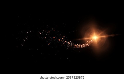 Magic golden shimmer bright comet effect for web design and fabulous user interface. Bright Twirl. Vector	
