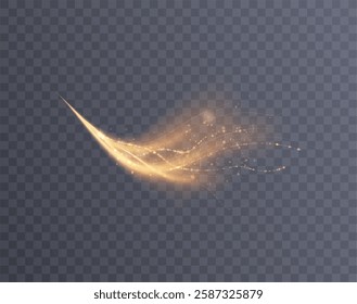 Magic golden shimmer bright comet effect for web design and fabulous user interface. Bright Twirl. Vector	
