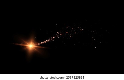 Magic golden shimmer bright comet effect for web design and fabulous user interface. Bright Twirl. Vector	
