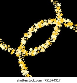 Magic golden stars confetti. Christmas and New Year falling star