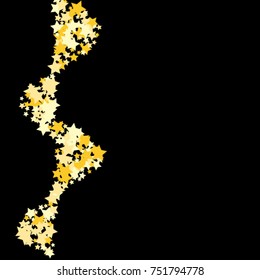 Magic golden stars confetti. Christmas and New Year falling stars background. Sparkling glitter celebration confetti decoration. Rich VIP premium design 