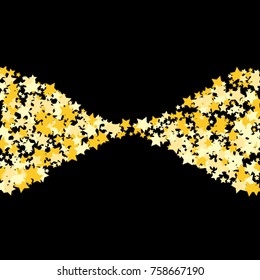 Magic golden stars confetti. Christmas and New Year falling stars background. Sparkling glitter celebration confetti decoration. Rich VIP premium design