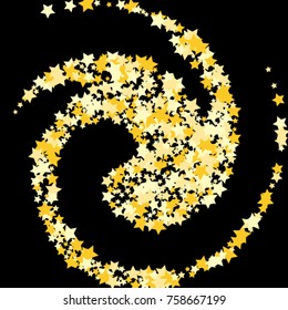 Magic golden stars confetti. Christmas and New Year falling stars background. Sparkling glitter celebration confetti decoration. Rich VIP premium design