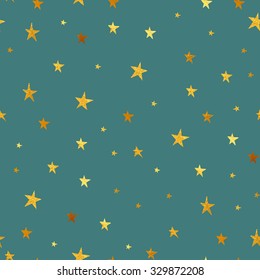 Magic golden stars seamless pattern