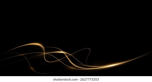 Vento dourado mágico festivo isolado em fundo transparente. Cometa dourado com estrelas cintilantes e poeira. Luz do pó. Magia brilhando pó de ouro. 