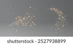 Magic golden wind png festive isolated on transparent background. Golden comet png with sparkling stars and dust. Powder dust light PNG. Magic shining gold dust. Fine, shiny dust bokeh.