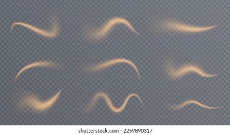  Magic golden wind png festive isolated on transparent background. Golden comet png with sparkling stars and dust.