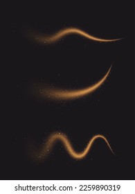  Magic golden wind png festive isolated on transparent background. Golden comet png with sparkling stars and dust.