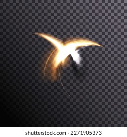 Magic golden wind png festive isolated on transparent background. Golden comet png with sparkling stars and dust.	