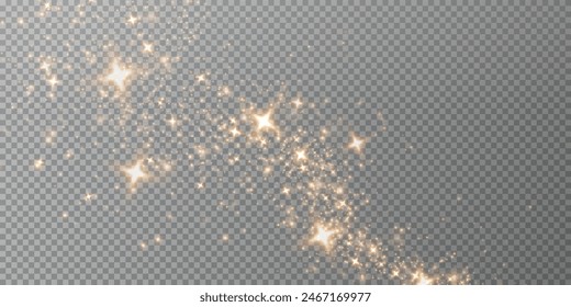 Magic golden wind png festive isolated on transparent background. Golden comet png with sparkling stars and dust. Powder dust light PNG. Magic shining gold dust. Fine, shiny dust bokeh particles fal	
