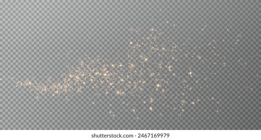 Fiesta mágica del png del viento dorado aislado sobre fondo transparente. Png cometa dorado con estrellas brillantes y polvo. Polvo polvo luz PNG. Polvo mágico de oro brillante. Las partículas finas y brillantes del polvo bokeh caen	
