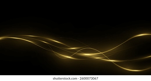 Magic golden wind png festive isolated on transparent background. Golden comet  with sparkling stars and dust. Powder dust light . Magic shining gold dust. 