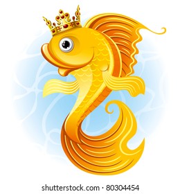 Magic goldfish with a crown