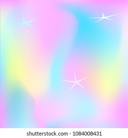 Magic gradient backdrop with stars, Unicorn background, rainbow colors