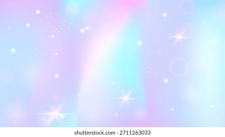 Gradiente mágico. Fondo Kawaii Rosa Y Hermoso Patrón De Unicornio. Holograma de Hada Púrpura. Galaxia De Dibujos Animados De Vector Con Brillo Y Brillo De Sirena. Gradiente mágico azul.
