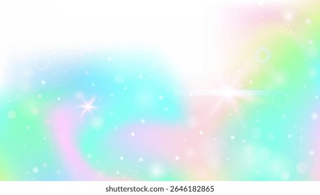Degradê Mágico. Padrão De Arco-Íris Rosa E Fundo De Fadas Bonito. Holograma de Princesa Roxa. Luz De Doce Cósmico Com Textura De Brilho Holográfico. Gradiente Mágico Azul.