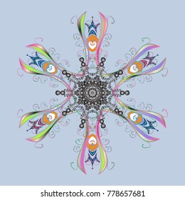 Magic gray, neutral and blue holiday abstract background with star and falling snowflakes. Christmas gray, neutral and blues. Vector illustration.