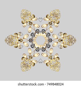 Magic gray, white and brown holiday abstract background with star and falling snowflakes. Christmas gray, white and browns. Vector illustration.